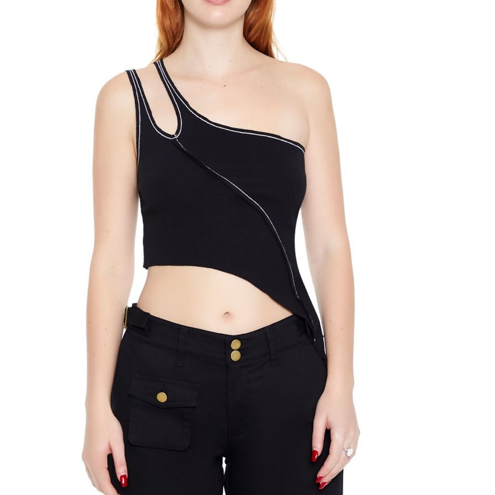 Asymmetrical Black One-Shoulder Top